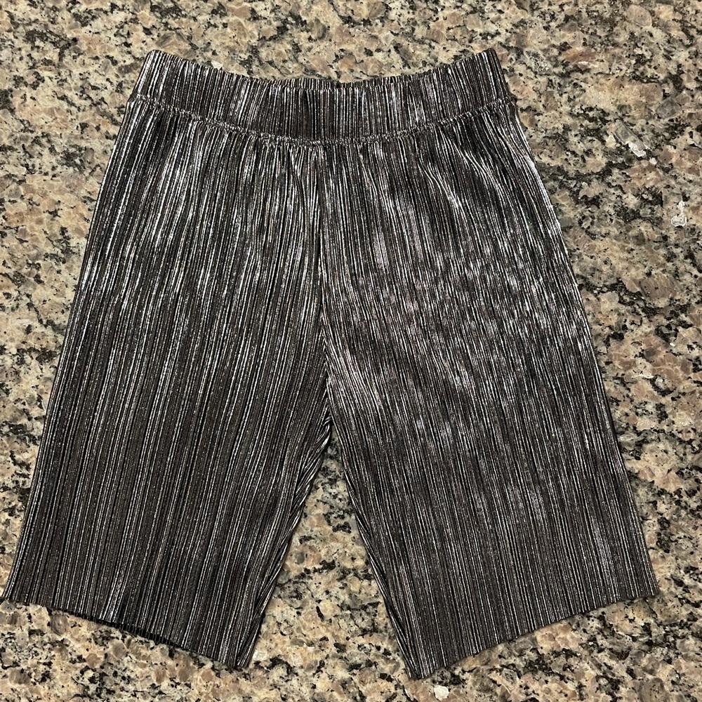 Old Navy Shimmering Silver Pleated Shorts